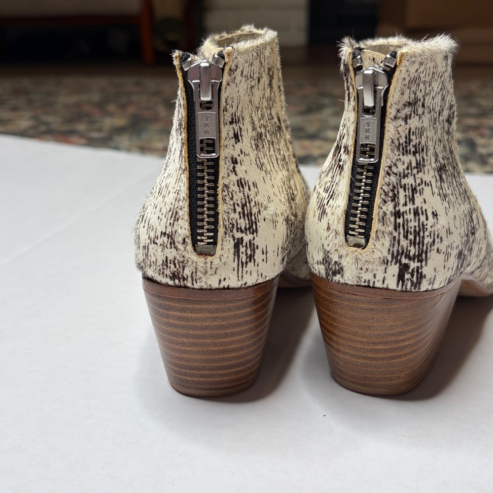 F-troupe cat hair leather Stylish Cream and Brown Ankle Boots size 38 - Picture 3 of 11
